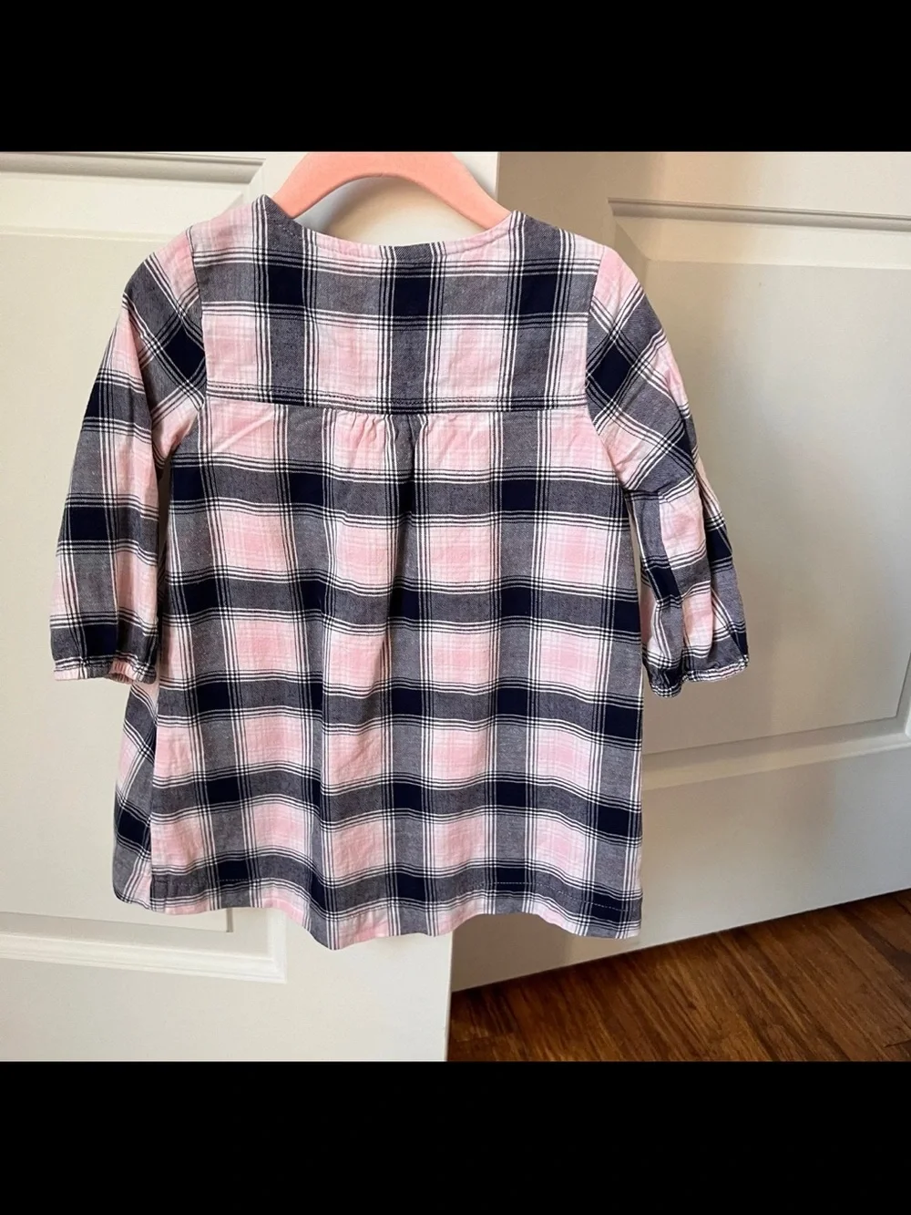 GAP Pink and Navy Plaid Ruffle-Yoke Dress